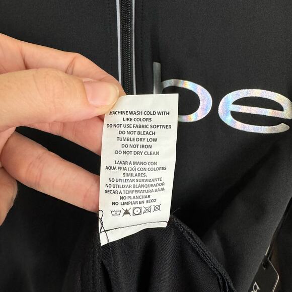 Bebe Sport NWT Black Stretch Iridescent Logo Zip Up Athleisure Track Jacket - Picture 14 of 14